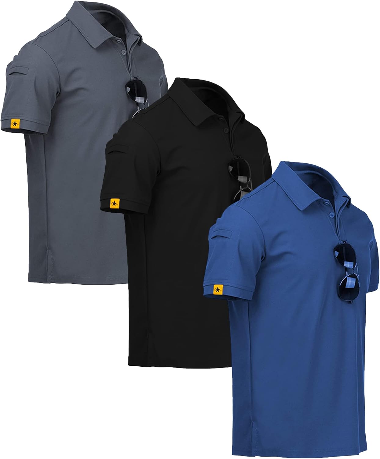 V VALANCH 3 Pack Polo Shirts for Men Short Sleeve Golf Tennis Work Summer Moisture Wicking Shirts