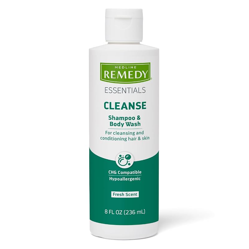 Medline Remedy Essentials Shampoo e Sabonete Líquido Corporal 240 mL, Fragrância Fresh