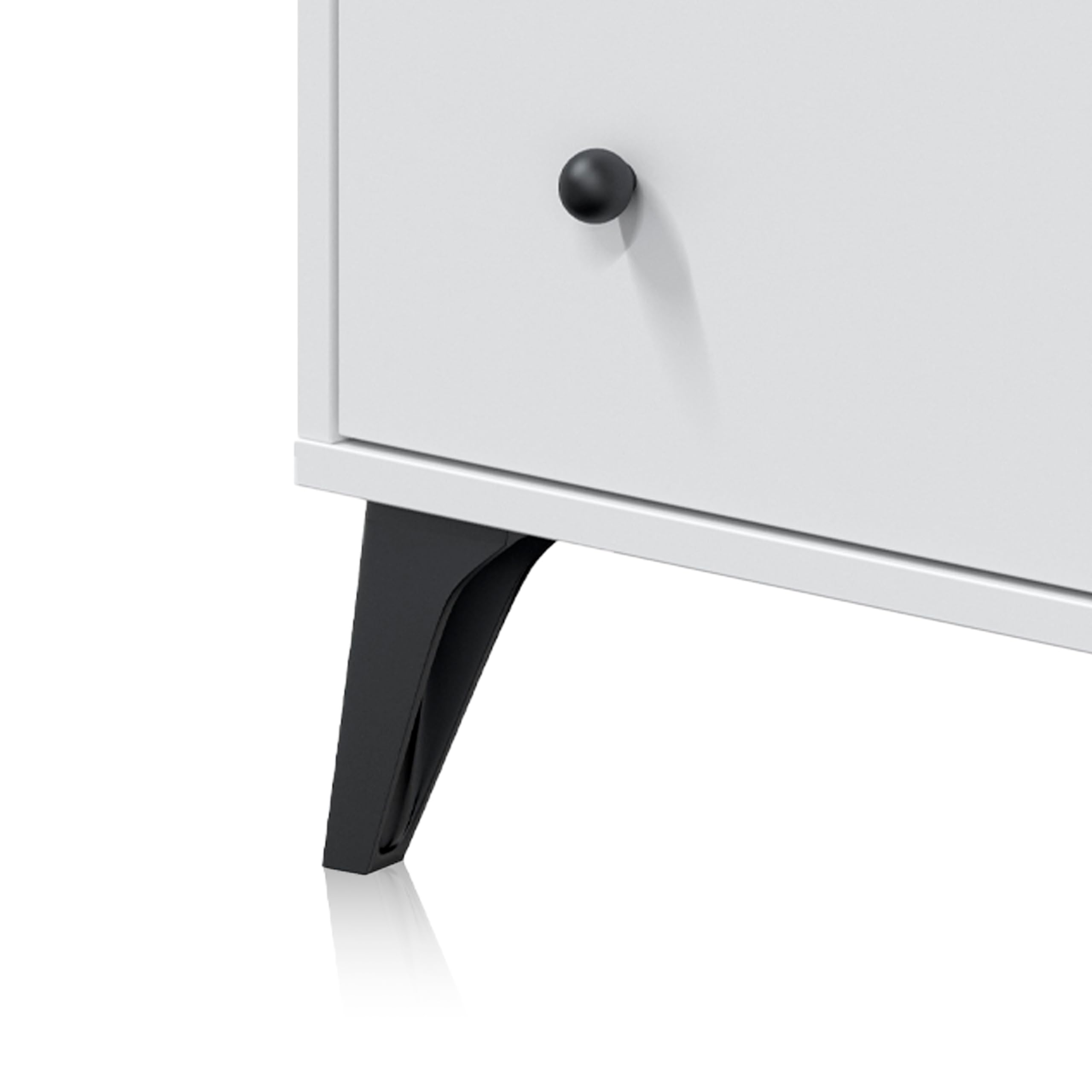duehome | Comoda de 4 Cajones para Dormitorio, Cajonera Dormitorio, Modelo Iconic, Acabado en Blanco Artik y Negro, Medidas: 77,5 cm (Largo) x 95 cm (Alto) x 40 cm (Fondo)