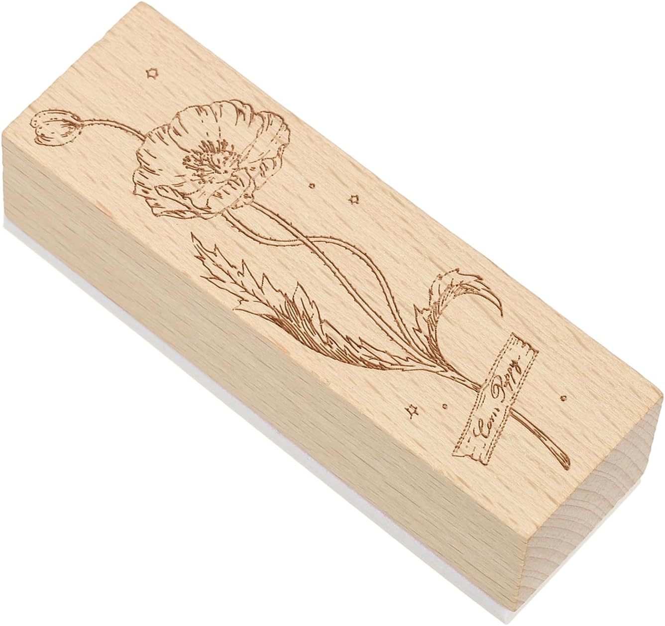 MECCANIXITY Flower Wooden Rubber Stamp, 3"x1"x1" Decorative Wooden Stamp for DIY Crafting Scrapbooking Diary Planner Journals Cards(Tulip)