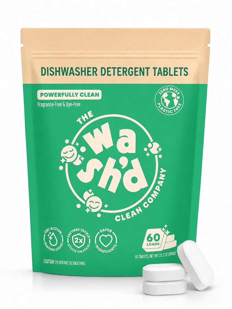 100% Plastic-Free Dishwasher Detergent Tablets — 2x Enzymes Cleaning