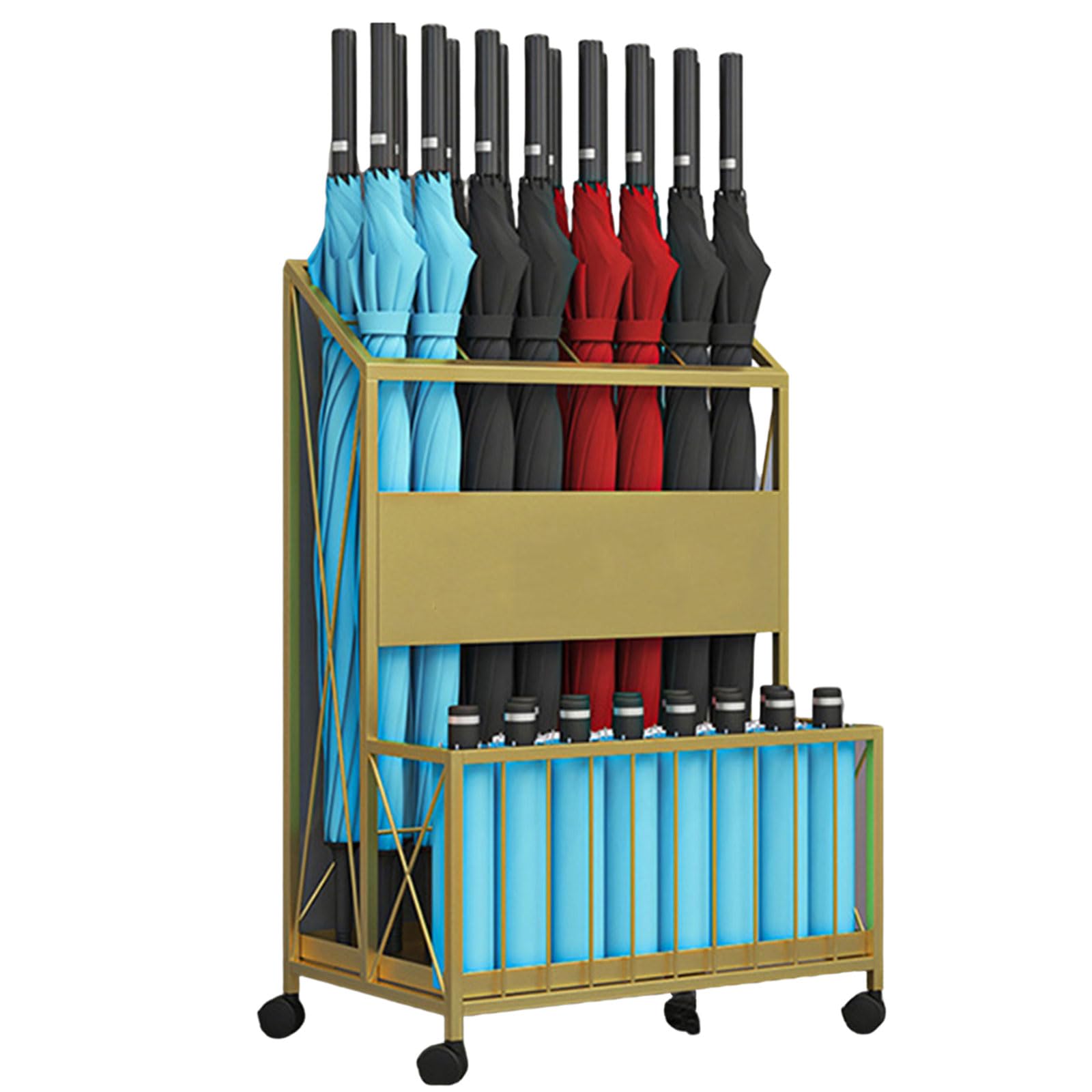 Porte-parapluie grande capacité à roulettes anti-gouttes pour bureau