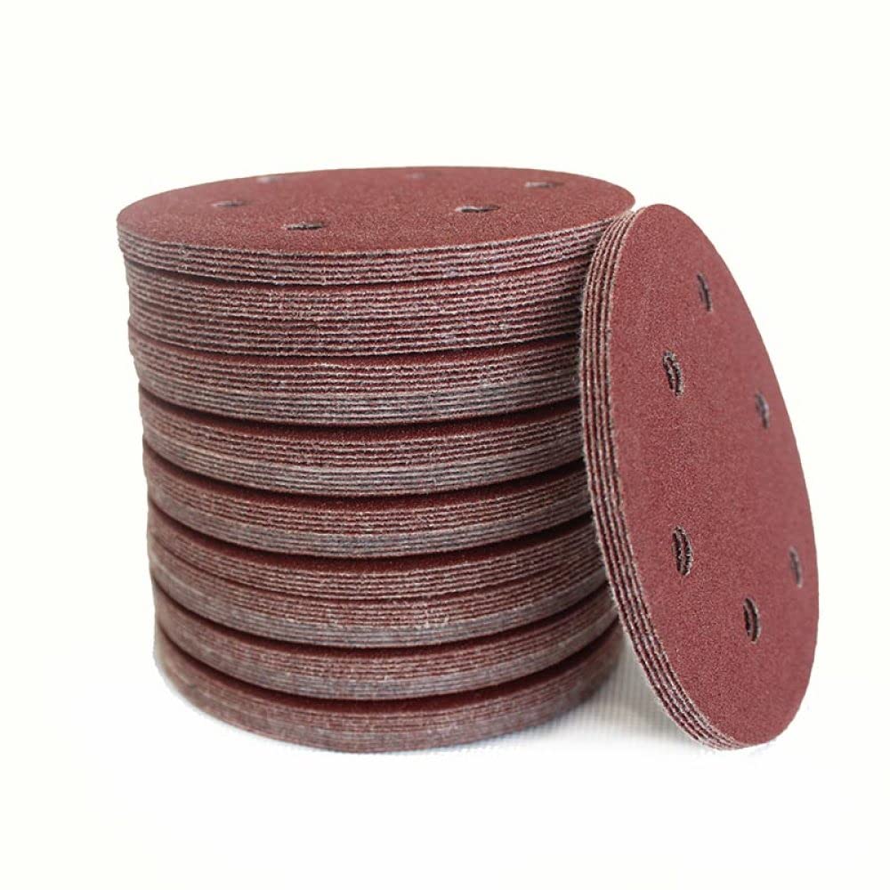 6 agujeros 100 piezas 125 mm 5 pulgadas Papel de lija abrasivo Disco de lijado Gancho amp; Loop Sand Paper Grits 60~1500 para accesorios de herramientas eléctricas Sander, 800#