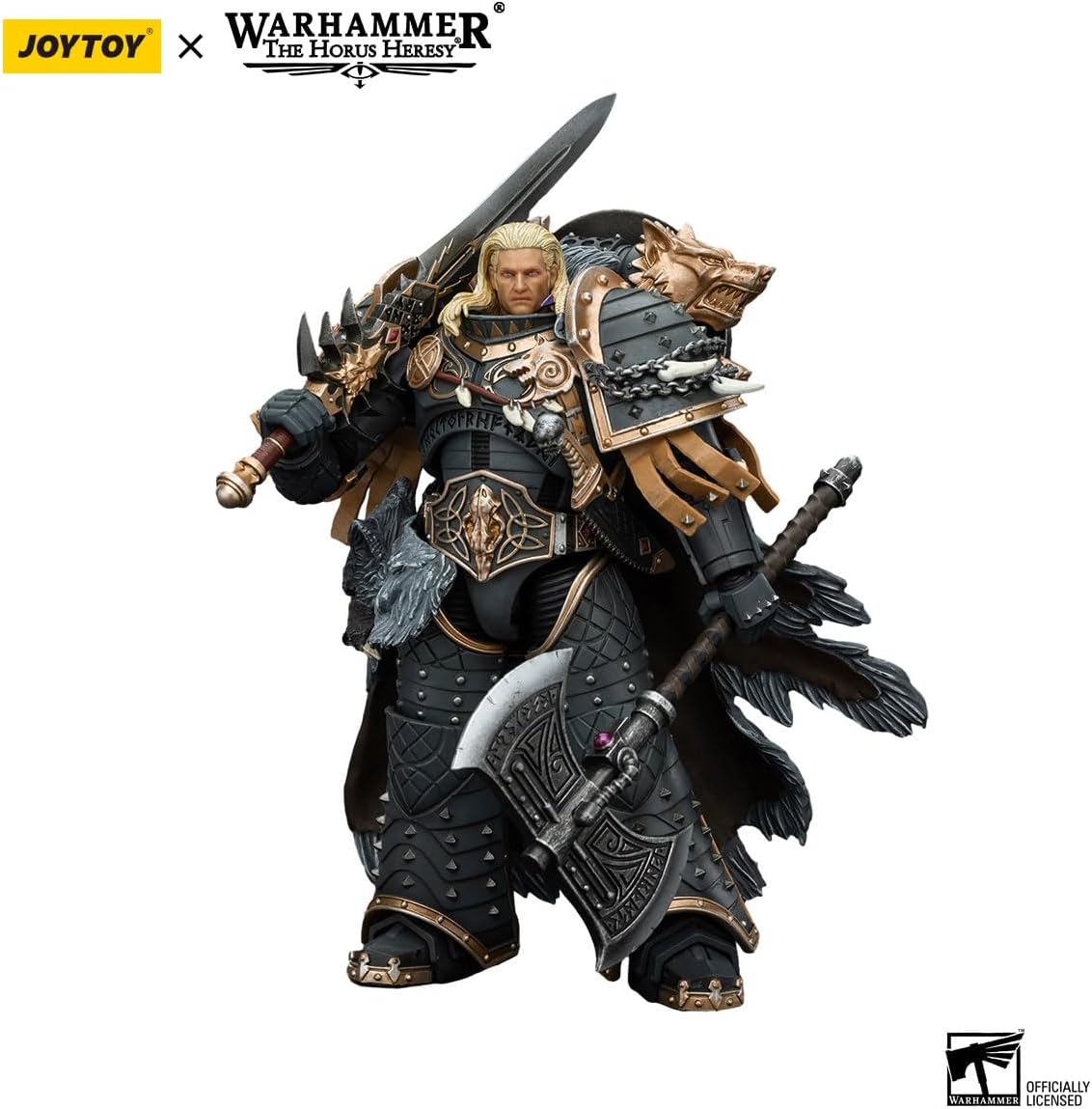 JOYTOY Action Figures Warhammer 40K 7.08inch Space Wolves Leman Russ Primarch of The VIth Legion 1/18 Movable Model Collectible Figurine Ages 15+ (Leman Russ)