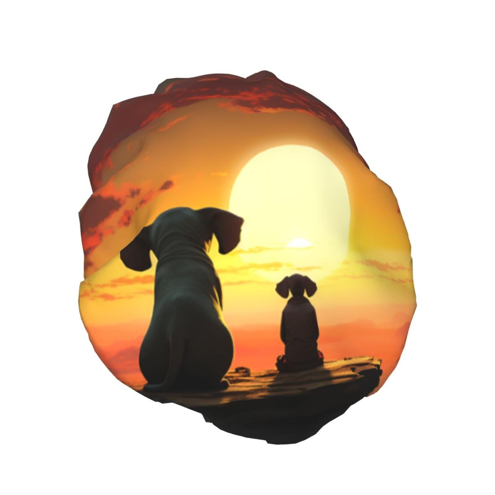 Elephant and Dog Watch The Sunset Shower Cap for Women Reusable Waterproof Shower Bonnet Washable Elastic Band Bath Hair Hat Double Layered Bath Cap Extra Large for Long Hair