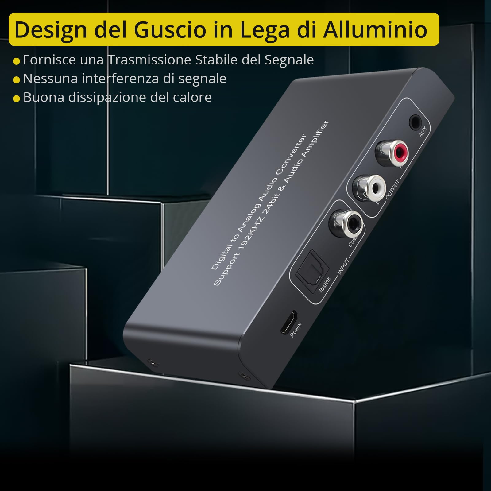 PROZOR DAC Convertitore con Telecomando 192KHz Convertitore Digitale Coassiale Toslink ad Analogico Stereo L/R RCA 3.5mm Audio Supporta Controllo Volume/Muto/Power ON OFF via IR Telecomando