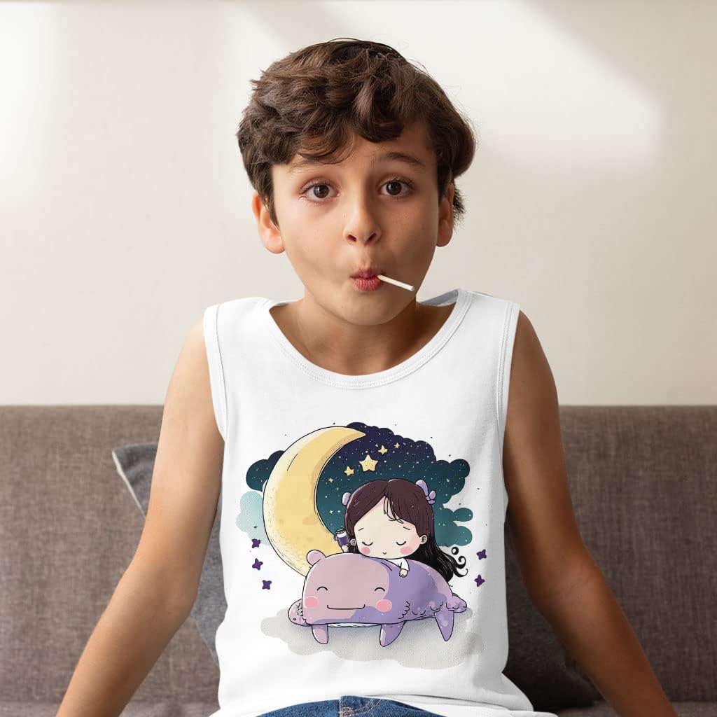 Kawaii Girl Kids' Jersey Tank - Good Night Sleeveless T-Shirt - Cute Girl Kids' Tank Top
