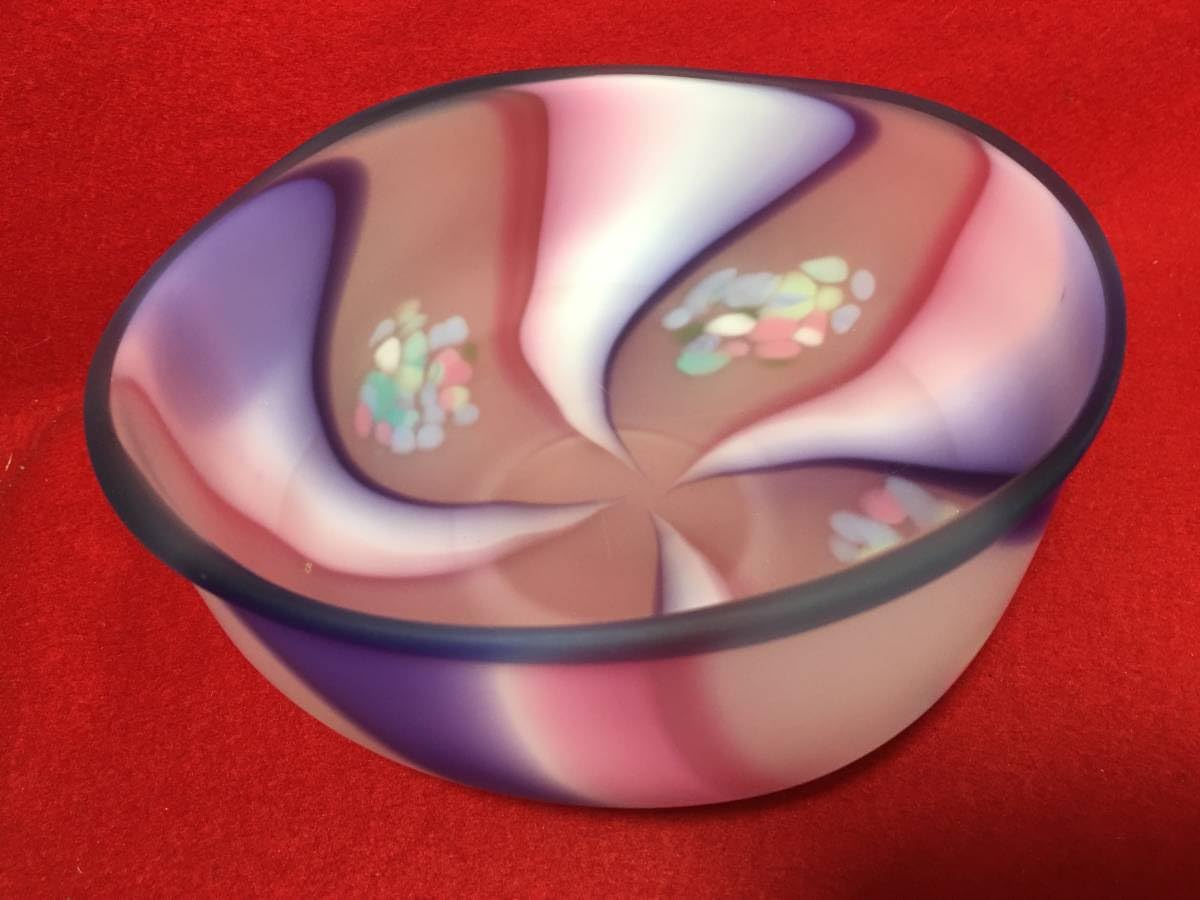 Amazon.co.jp: 石井康治 箱入 手吹き硝子 マーブル柄 模様 鉢 食器 