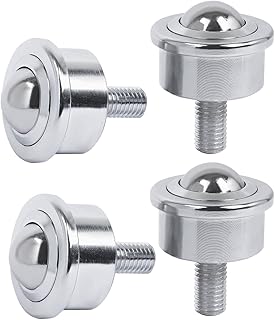 Roller Ball Transfer Bearing Casters - 1 Inch Diameter, M12 Ball Transfer Unit for Transmission,Heavy Duty Stud Mounted,Thread Stem,Bearing Steel & Carbon Steel,1600 Lbs Total Load Capacity,Set of 4