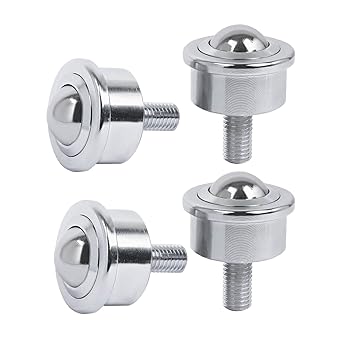 Roller Ball Transfer Bearing Casters - 1 Inch Diameter, M12 Ball Transfer Unit for Transmission,Heavy Duty Stud Mounted,Thread Stem,Bearing Steel & Carbon Steel,1600 Lbs Total Load Capacity,Set of 4