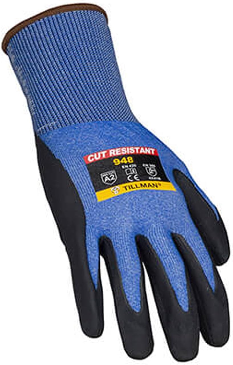 Tillman 948 Ultra Thin 18 Gauge HPPE Nitrile Coated Gloves, Medium