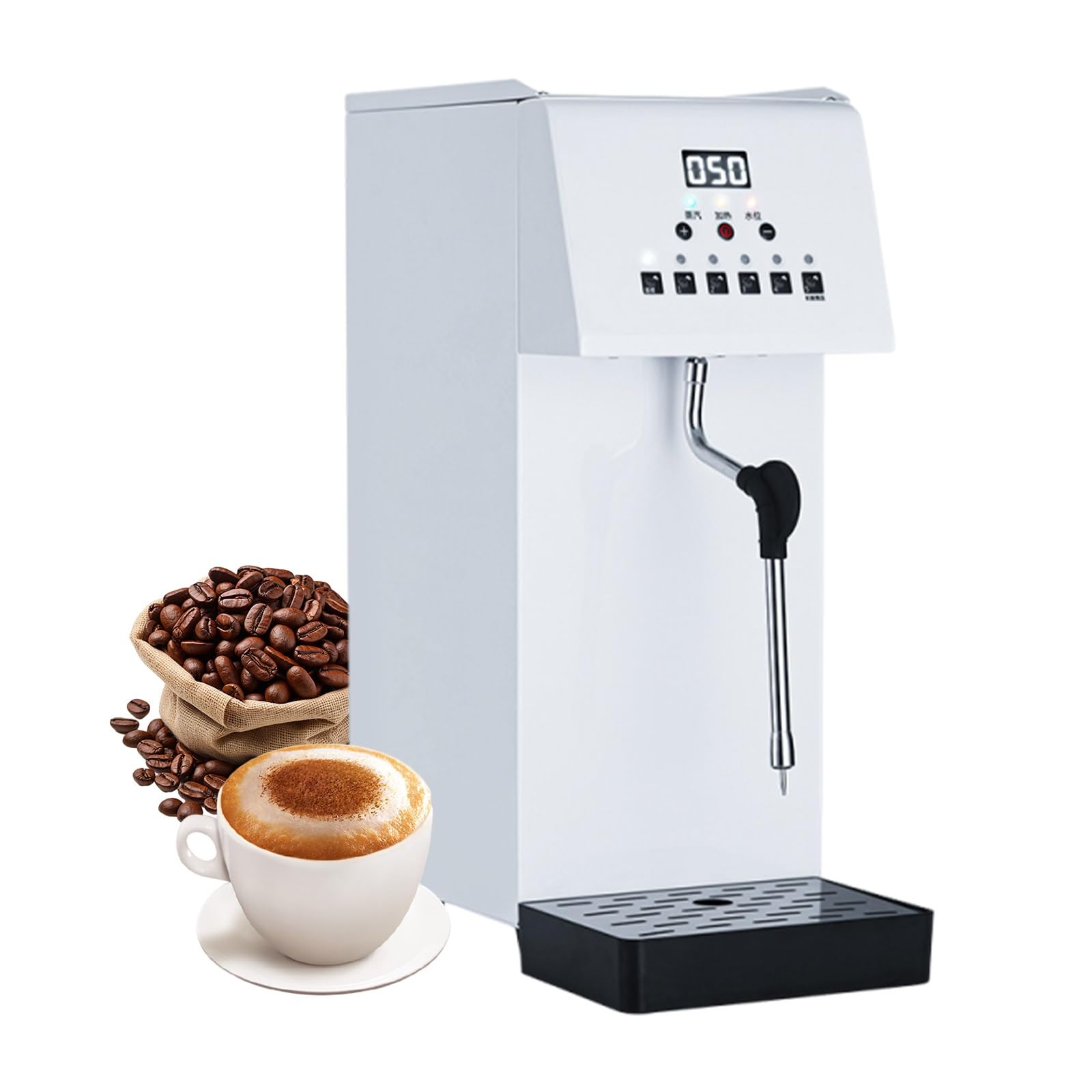 Spieniacz Do Kawy Elektryczny 2500w 6l, Spieniacz Cappuccino Na Parze Ze Stali Nierdzewnej Z LED I Kontrola Temperatury, Do Latte I Goracych Napojow