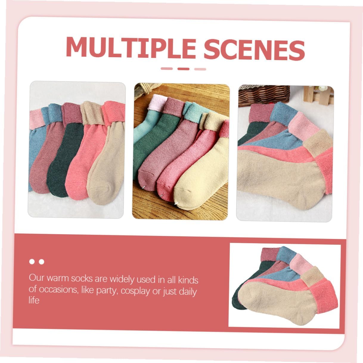 5 Pairs Wool Blend Winter Medium Tube Socks for Women Thickened Warm Boot Socks with Cuffed Design Comfortable Casual for Hiking Skiing and Daily Wear