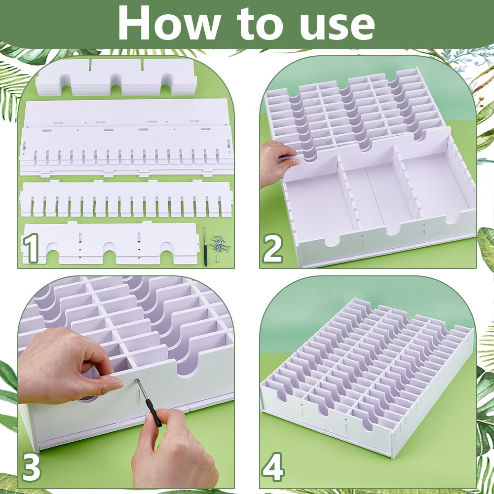 UNICRAFTALE Soporte para tampón de tinta, bandeja organizadora de escritorio, 51 compartimentos, caja de almacenamiento apilable para pared