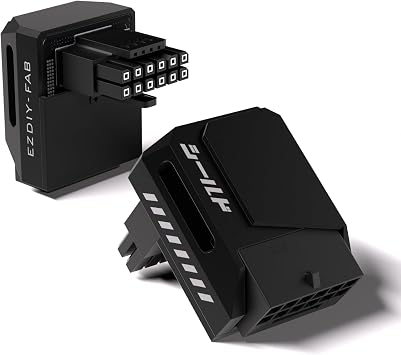 EZDIY-FAB PCIe 5.1 12V-2x6 GPU Adapter, 600W 16 Pin 12VHPWR Power Connector for RTX 5080, 5070 Ti, 4090, 4080, 4070 Ti Graphics Cards, 90 Degree Right Angle, RVS Type, Black