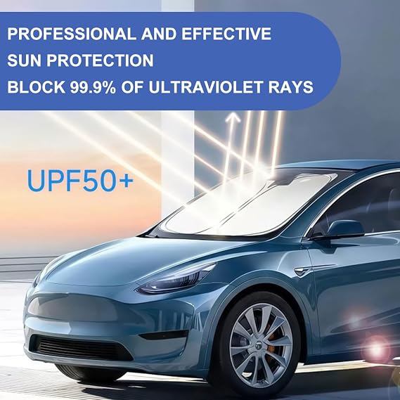 Car Windshield Sun Shade, Foldable Sun Visor Cover, Foldable Car Sunshade Windscreen, Automotive Accessories for Summer Heat, for Blocks UV Rays, Sun Visor Protector, 145x82 cm