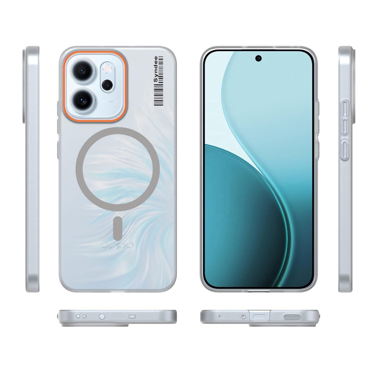 DL3 Mobilak Case Back Cover for OPPO Reno 14F / OPPO Reno14 FS, Sleek Frosted Translucent Back Only Compatible with Wireless Magnetic Accessories | Anti-Scratch Shockproof Phone Case (Gray)
