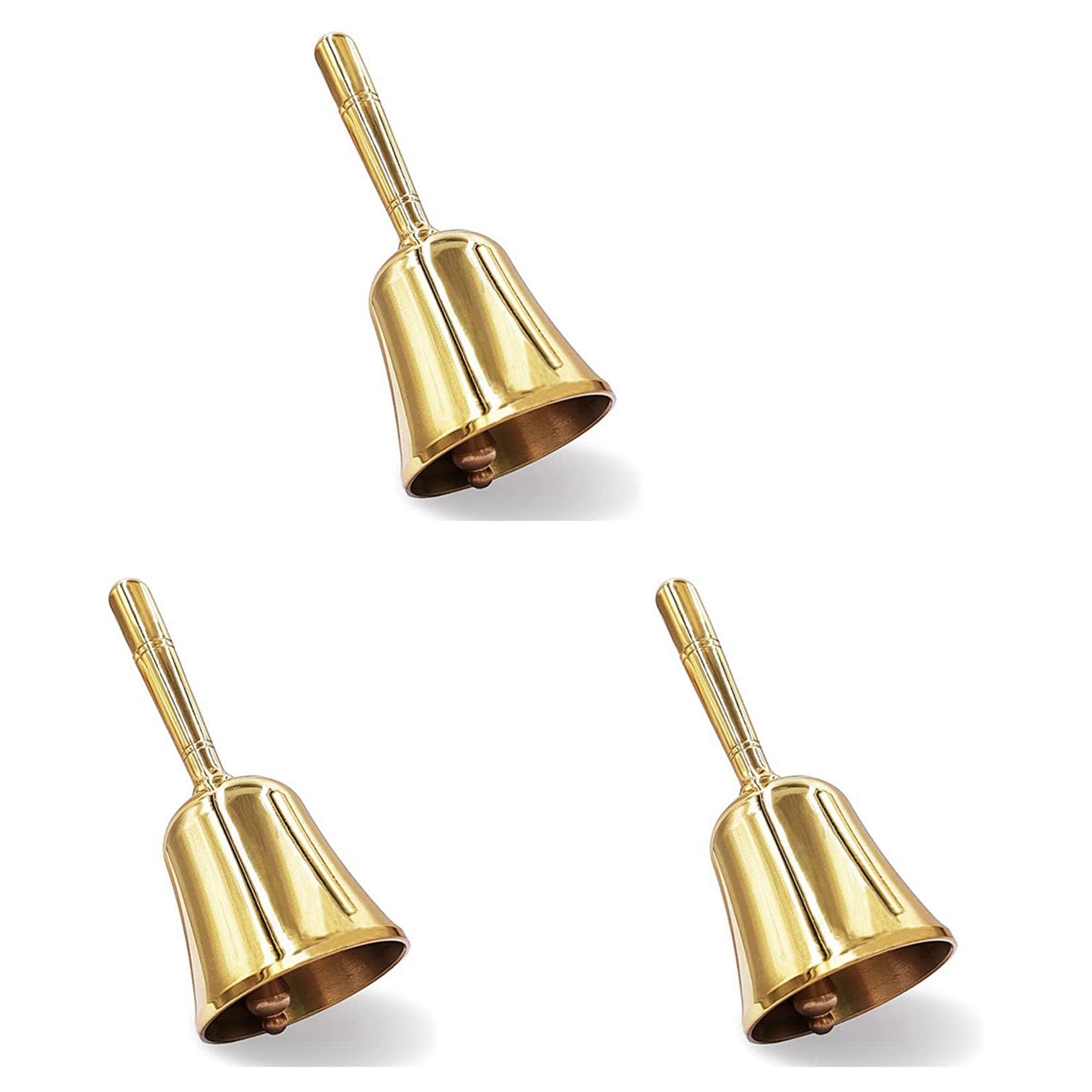 Jnchdghwa 3X Super Loud Hand Barking Bell, Solid Brass Dinner Bell Service Bell Pet Training Bell Jingle Bell, Gold