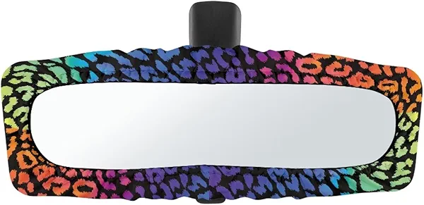HUISEFOR Leopard Print Car Rear View Mirror Cover for Women Multicolor Automotive Inside Rearview Mirror Sleeve Stretch Car Interior Accessories Decor Interior Trim for Most Cars SUVs Vans