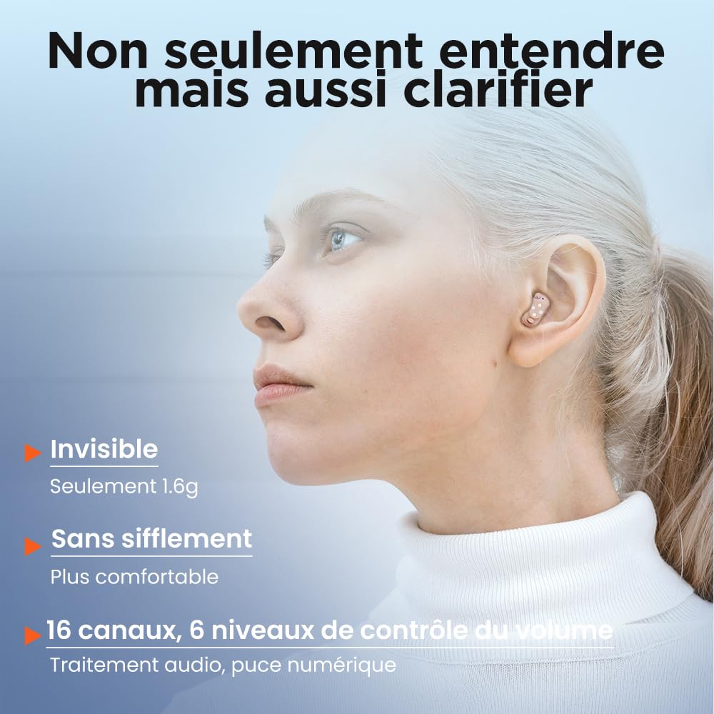 JINGHAO Amplificateur De Son Rechargeable - Paire d'amplificateurs sonores personnels Comprend Un Appareil Droit Et Gauche, Avec Portable Boîtier De Chargement