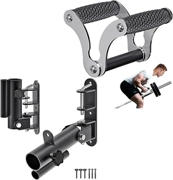 Kipika Wall Mount Landmine Attachment & V Bar Row Handle Bundle - Heavy Duty T-Bar Row Platform with Swivel and Multi-Grip Handle for 1" & 2" Olympic Bars - Ideal for Home Gym Workouts