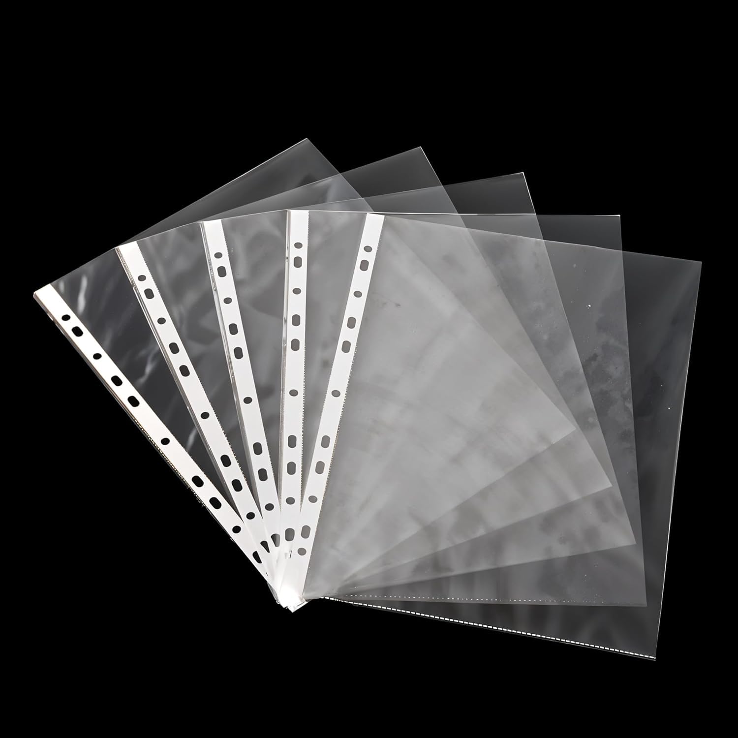 ASPIRE UK 100 Punched Pockets A4 Plastic File Jackets 11 Holes Top Opening Poly Plastic Folders for Ring Binder File Folders Sleeve for Office, School and Home Organization