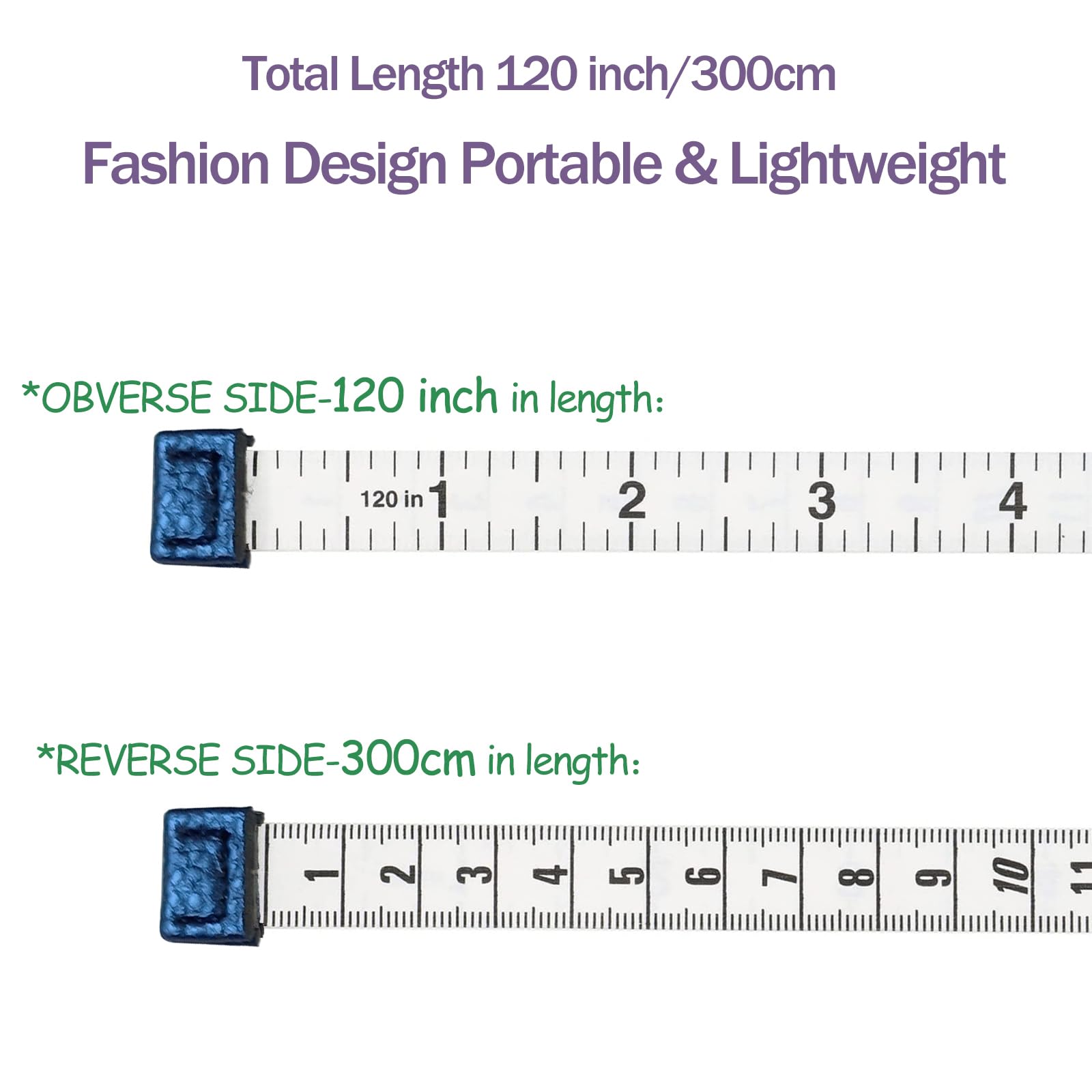 Cinta métrica para medir el cuerpo, doble escala, para costura corporal, regla flexible para mediciones de cuerpo médico, regla, llavero retráctil, mini cinta métrica 300 cm (azul real)