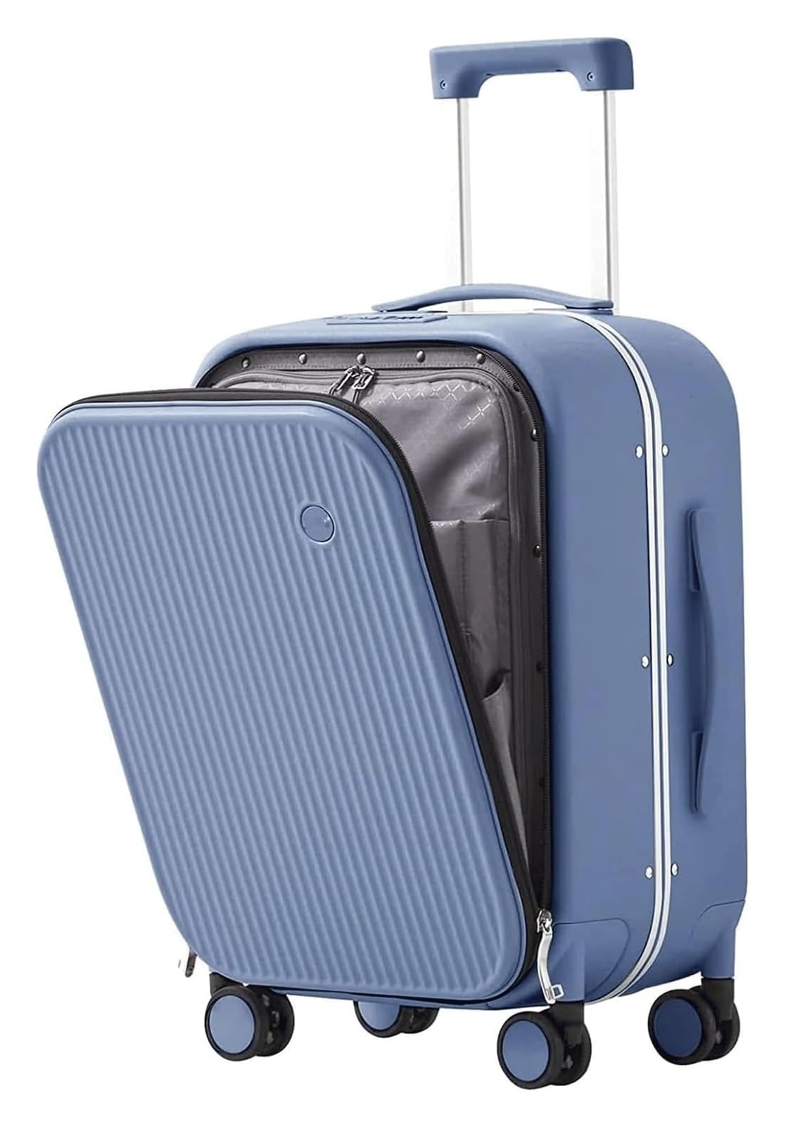 NICRXLuggage Carry On Luggage Suitcases with Wheels Front Pocket Design Luggage for Travel, Business, Portable Suitcases Adjustable Lever Shock Proof (Color : Blue, Size : 18 inch)