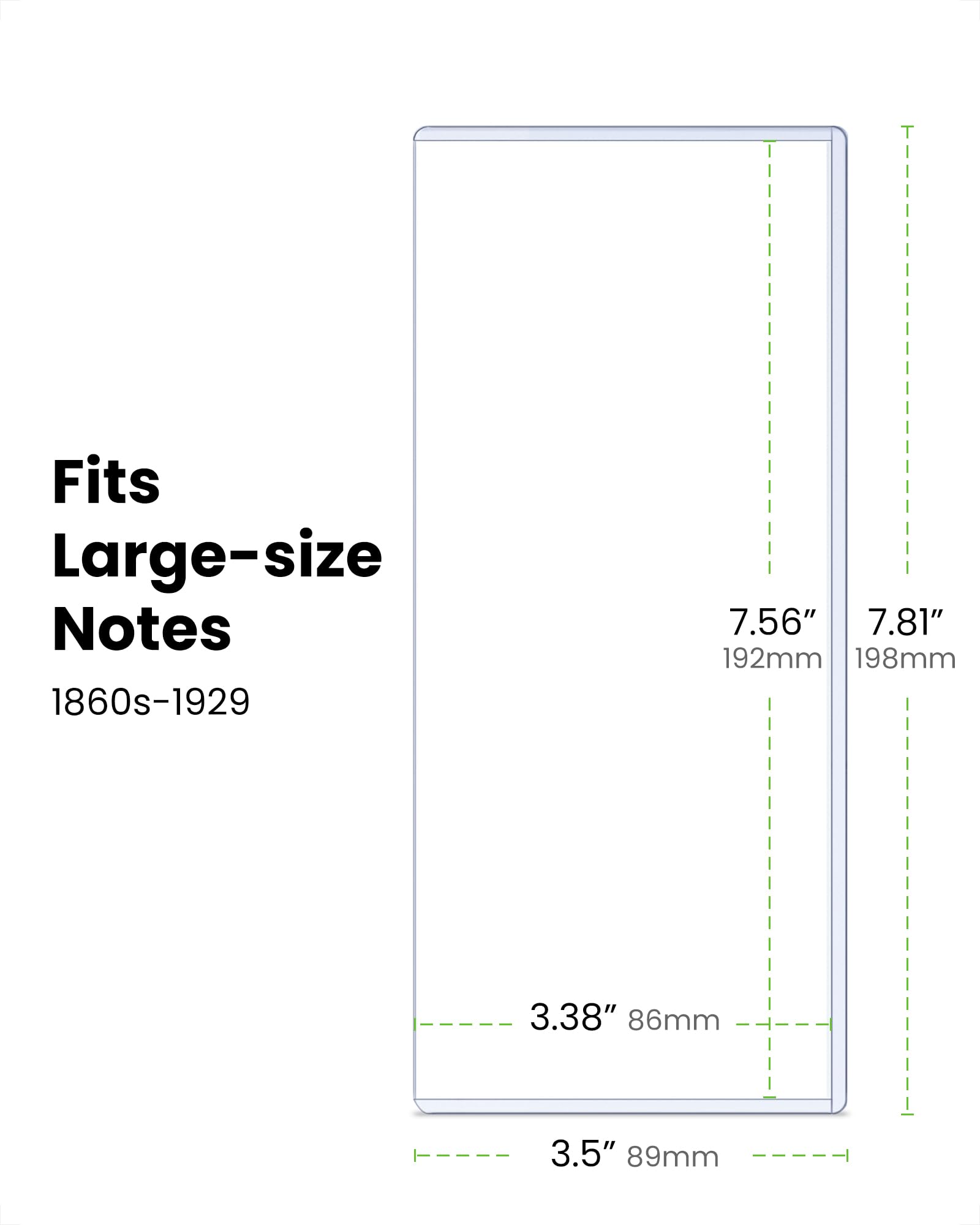 HYARUAT Large Currency Toploader - Premium Dollar Bill Holders, Transparent Blue, Durable Protective Sleeves for Large Bills, Currency Notes & Collectibles (25 Pack)