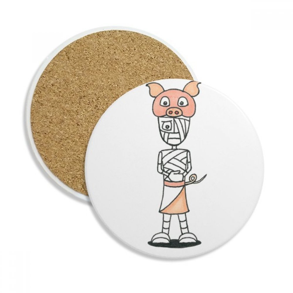 Coaster en céramique Egypte Momie Horus Tasse Porte-Absorbant Pierre Boissons 2Pcs