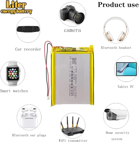 Miniatura 5 de Batería recargable del ion del polímero de litio del litro 3.7V 605065 2800mAh Lipo con el conector JST el 4.1 ft