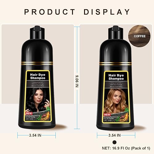 Miniatura 6 de QrBxa Champú de tinte para el cabello marrón natural 3 en 1 para cobertura de cabello 100% gris, ingredientes herbarios instantáneos champú de color