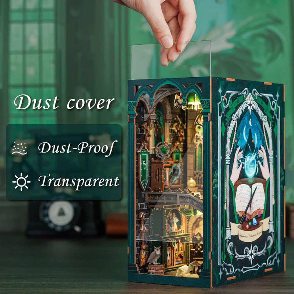 Figured'Art Book Nook Kit - Salle Commune des Ténèbres - Maquette à Construire avec Lumières LED - Diorama 3D DIY Serre-Livre pour Bibliothèque et Décoration Maison Monde Miniature - Marque Française