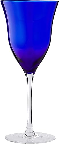 Miniatura 4 de QUALIA Meridian - Juego de 4 copas de vino azul cobalto, copas de vino de colores de 8 onzas con efecto óptico, cristal sin plomo, cristalería