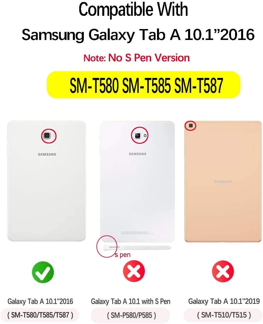 Galaxy Tab A 10.1 Case 2016 Old Model, T580 Case(Not fit T500 2020)，JZCreater Folio Stand Wallet Case, Auto Sleep/Wake Cover for Galaxy Tab A 10.1" SM-T580/ T585,Water Cube
