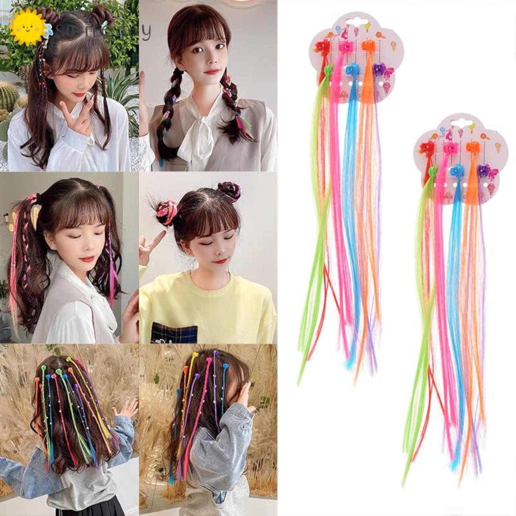 Colourful Kid Hair Extensions with Clips for Stylish Looks