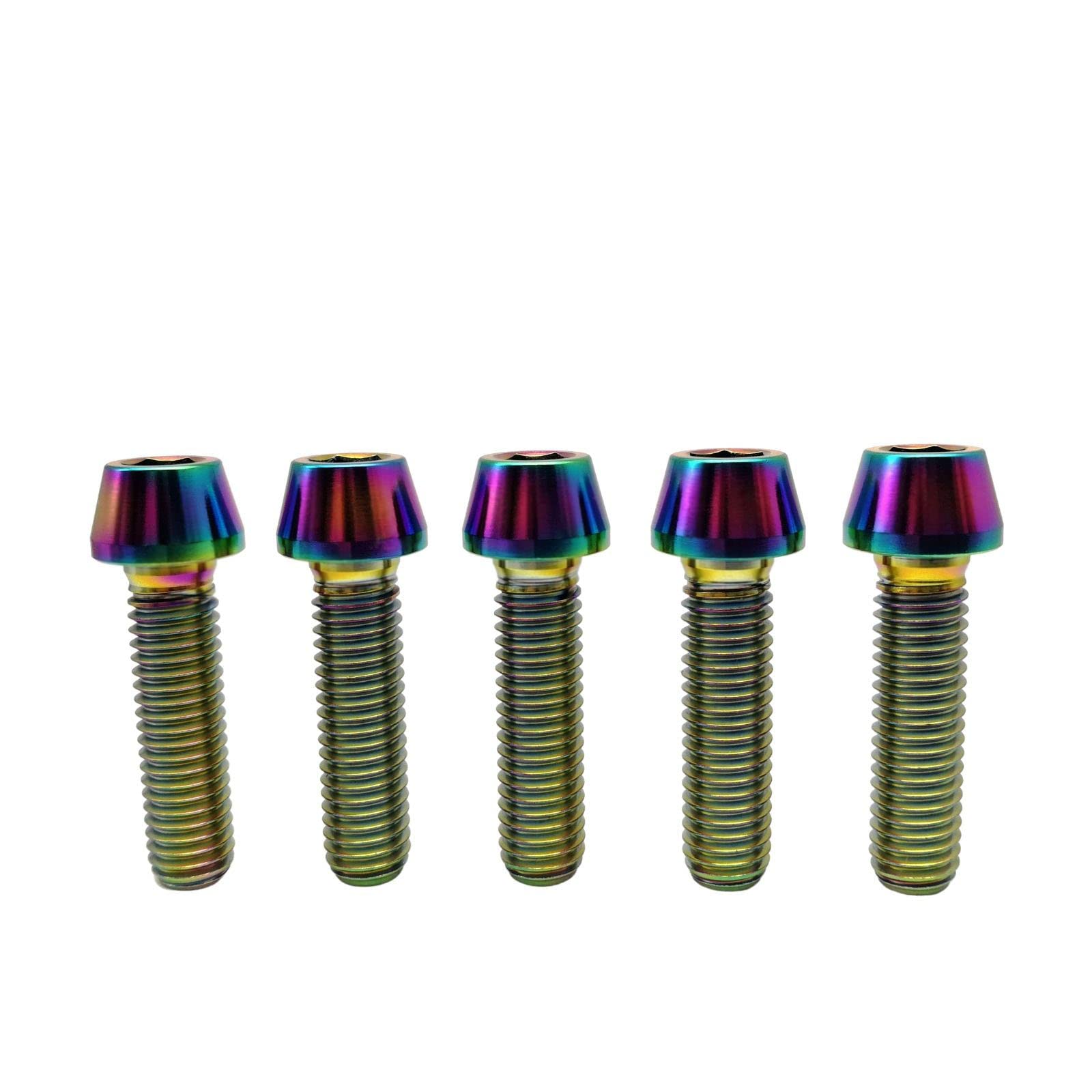 RISON-Titanium Bici Stelo Bulloni in Titanio M6x1.0x15mm, 5pcs Viti per Attacco Manubrio Bicicletta, Vite a Testa Conica Viti Fisse per Stelo Bici, Vite di Fermo Vite per Gambo per MTB/Bici da Strada