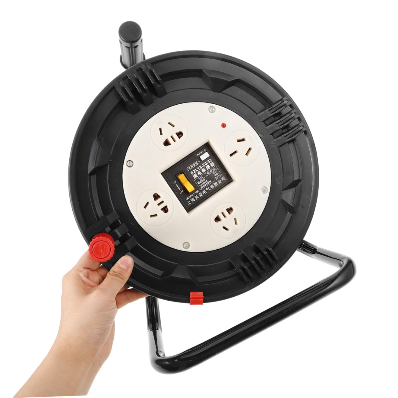 ABOOFAN Enrollador de Cable Retráctil Carrete de Cable de Alimentación de Plástico Negro Diseño Vacío Capacidad para 30 Metros para Hogar E Industria