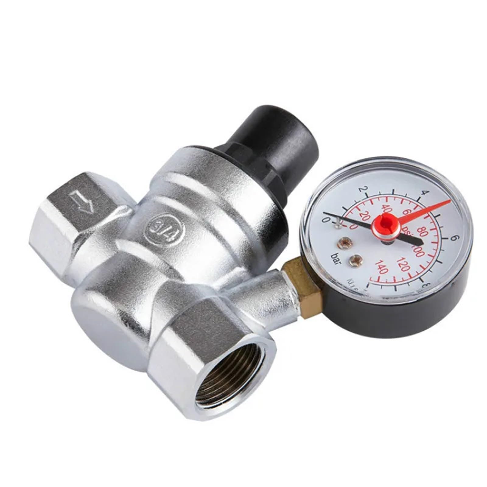 Aqcdpjyu One Color Brass Water Pressure Reducing Valve With Pressure Gauge, Multi Size Optional(Dn20)
