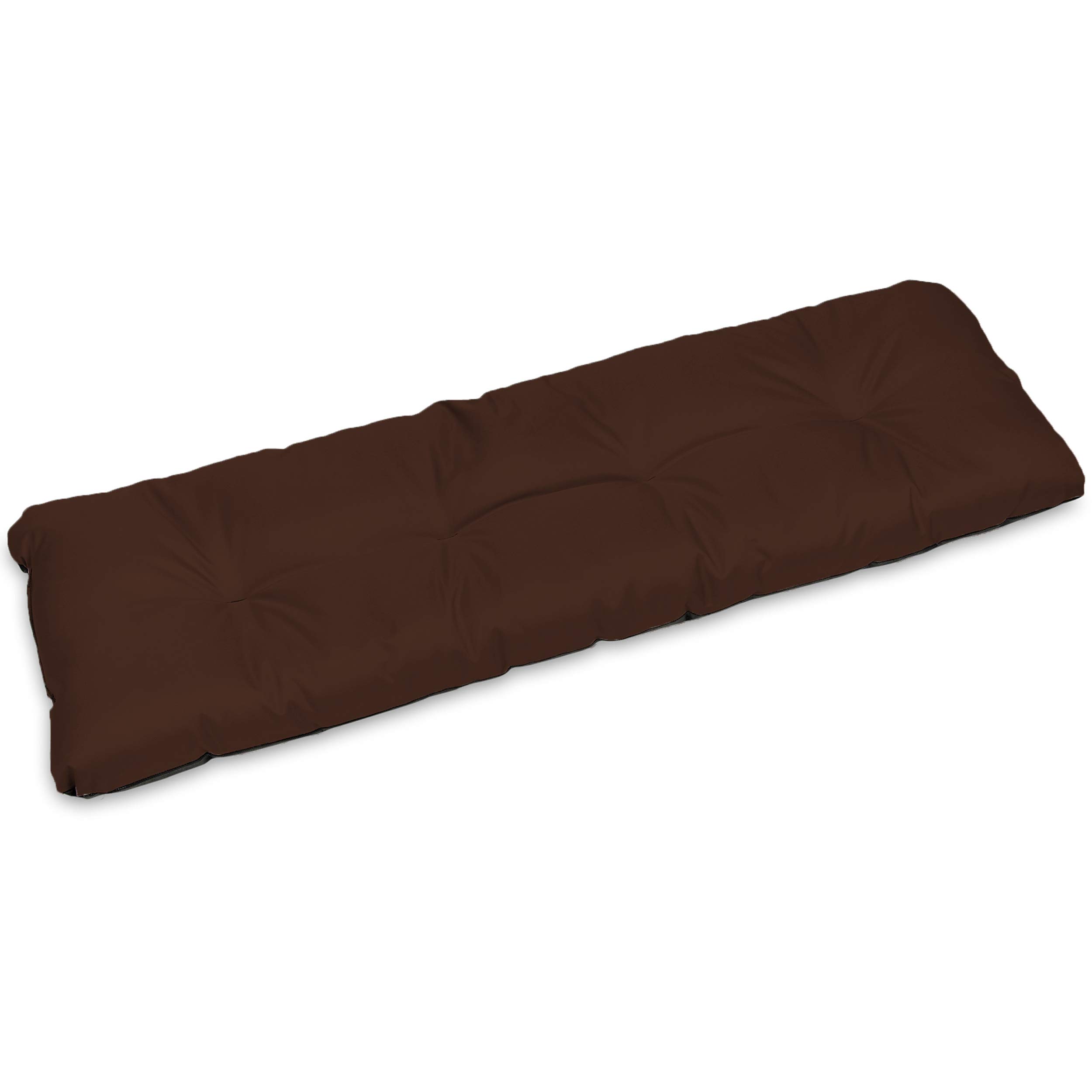 Superkissen24. Large Garden Bench Seat Cushion Seat Pad - 120x38x7 cm - Seat cover for Garden Bench, Garden Swing or Garden Sofa - Outdoor/Indoor Long Bench Pillow - Waterproof - Brown