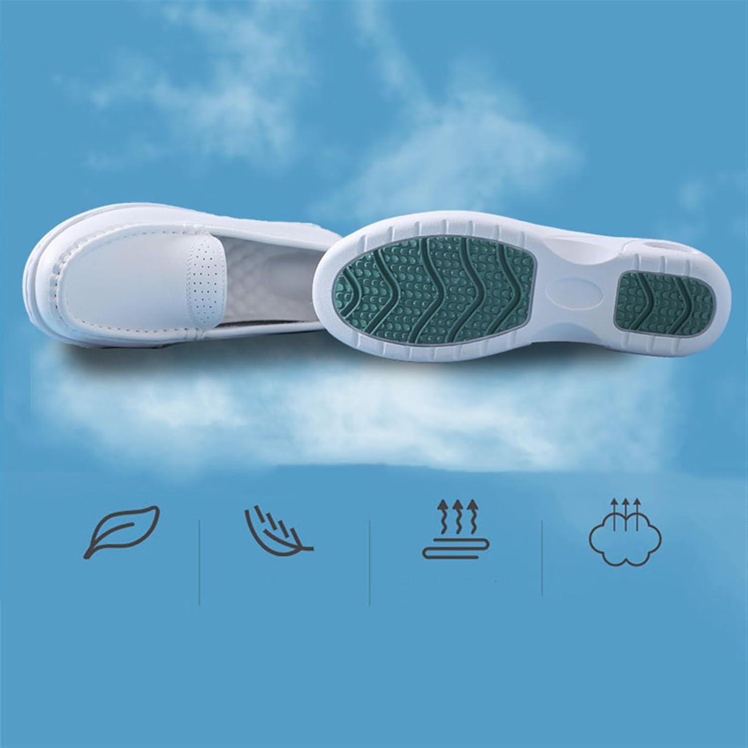 Women's Non Slip Nursing Shoes, Women Wedges Breathable Air Cushion Leather Working Nurse Shoes, Fashion Comfort Slip on Comfort Walking Shoes, Ideal for Nurse Healthcare Crews