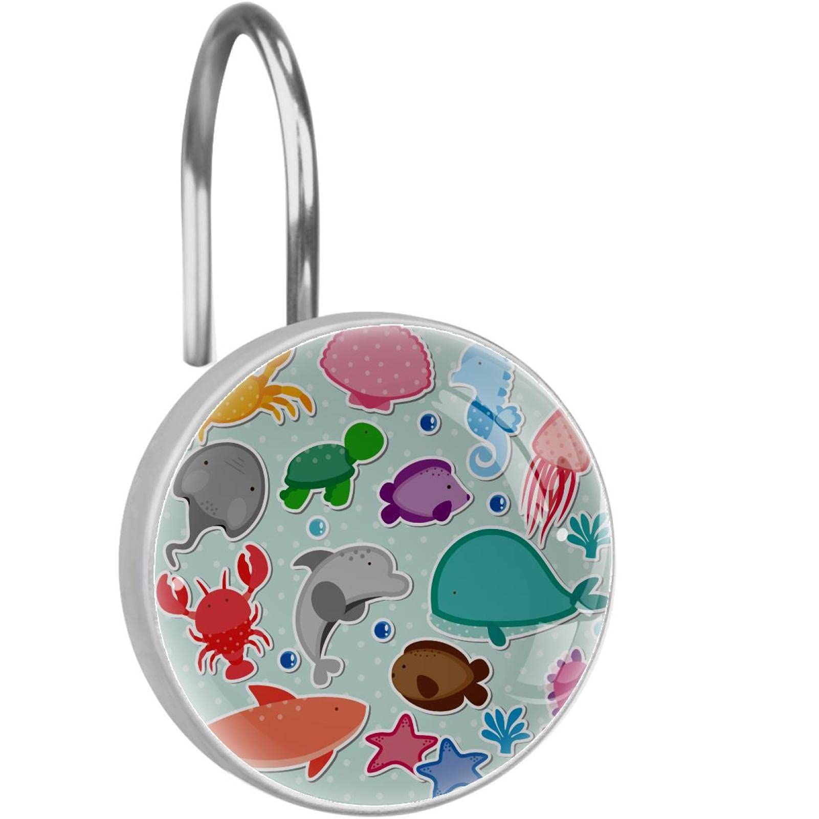 Crochets pour rideau de douche anti-rouille en acier inoxydable animaux marins