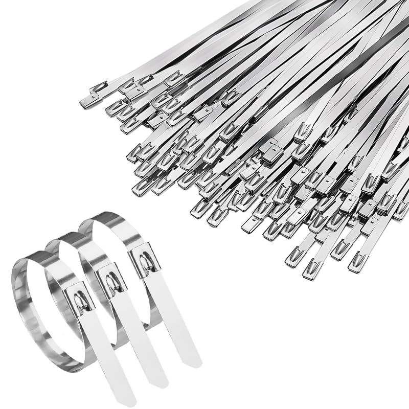 XHMAXE Heavy-Duty Silver Stainless Steel Cable Ties 4.6 x 150 mm 200 Pack โ image 1