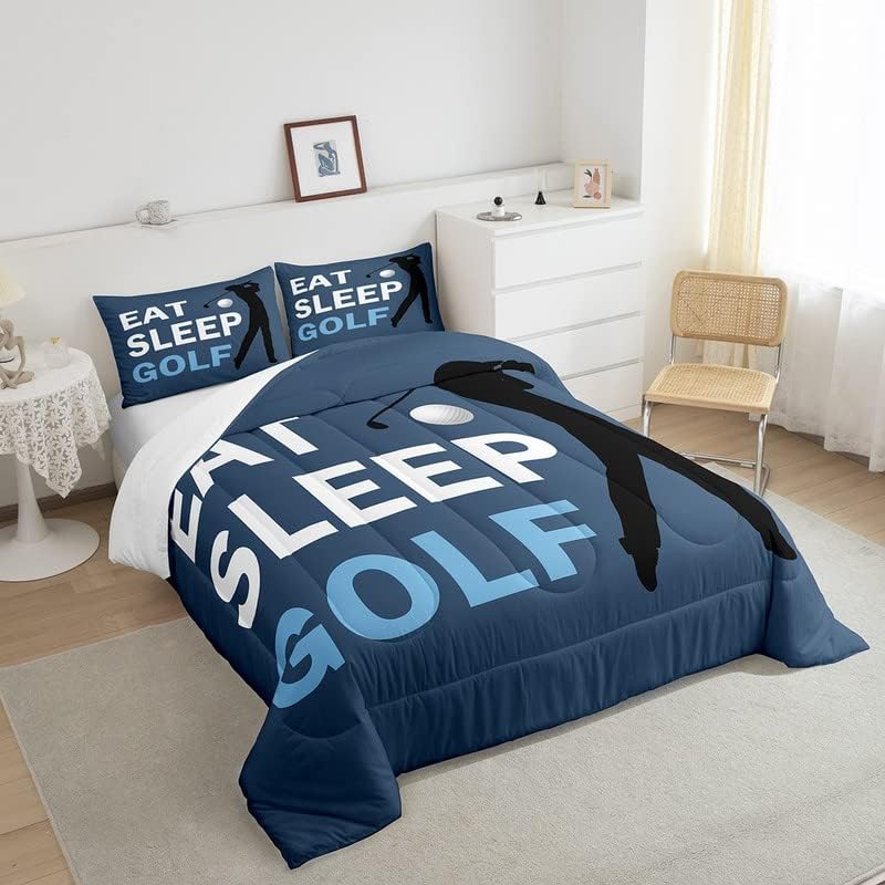 Miniatura 4 de Juego de ropa de cama de golf tamaño Queen para niños y niñas, juego de edredón deportivo de golf para niños, mujeres y hombres, edredón ultrasuave