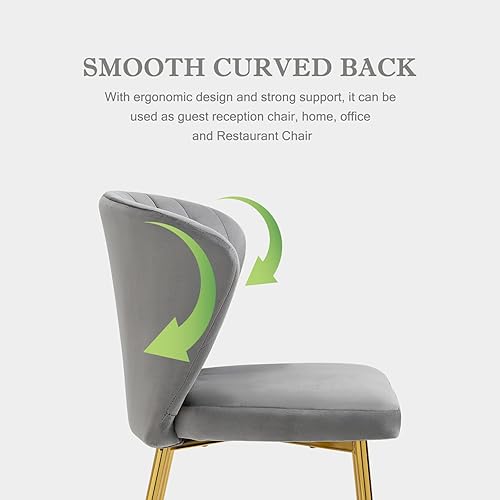 Miniatura 8 de Nrizc Juego de 4 sillas de comedor tapizadas, sillas de comedor de terciopelo con patas de metal dorado, sillas de comedor modernas de mediados de