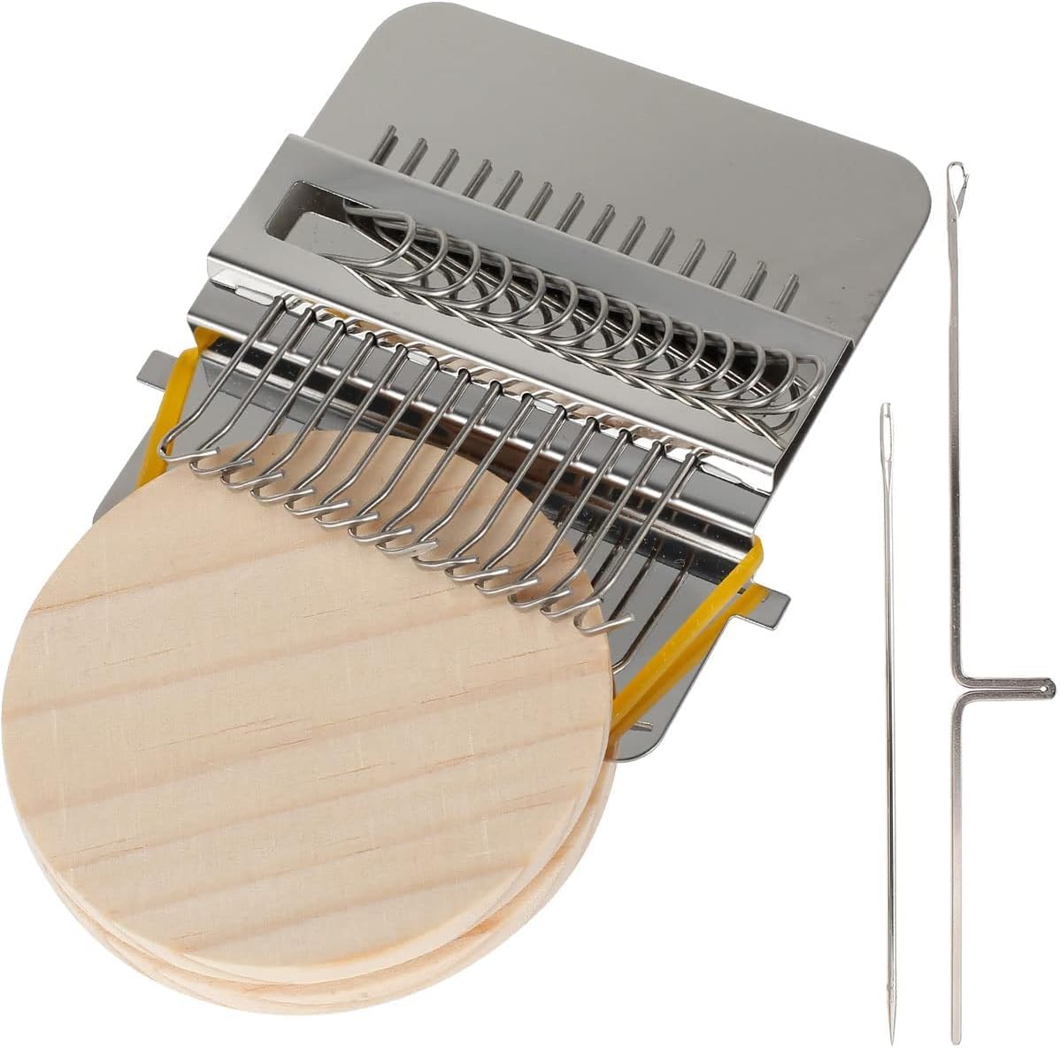 NIHUIFDPY 14 Pin Darning Loom, Speedweve Type Small Weaving Loom for Visible Mending, DIY Mini Knitting Machine Repair Tool for Clothes, Jeans, Socks with Needles and Rubber Bands-picture-16