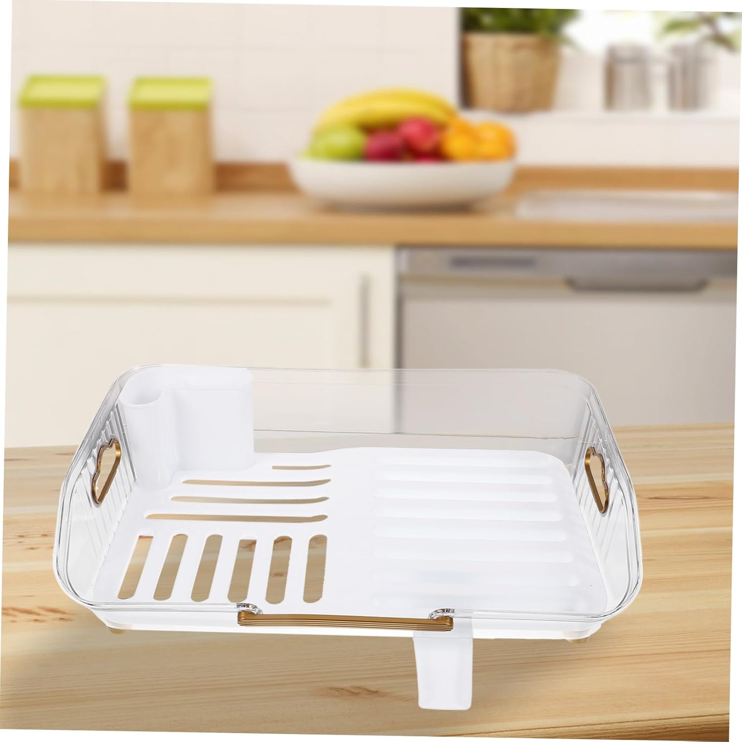Cabilock Simple Design Dish Drying Rack Dish Drainer Kitchen Countertop Organizer Space Saving Easy to Use
