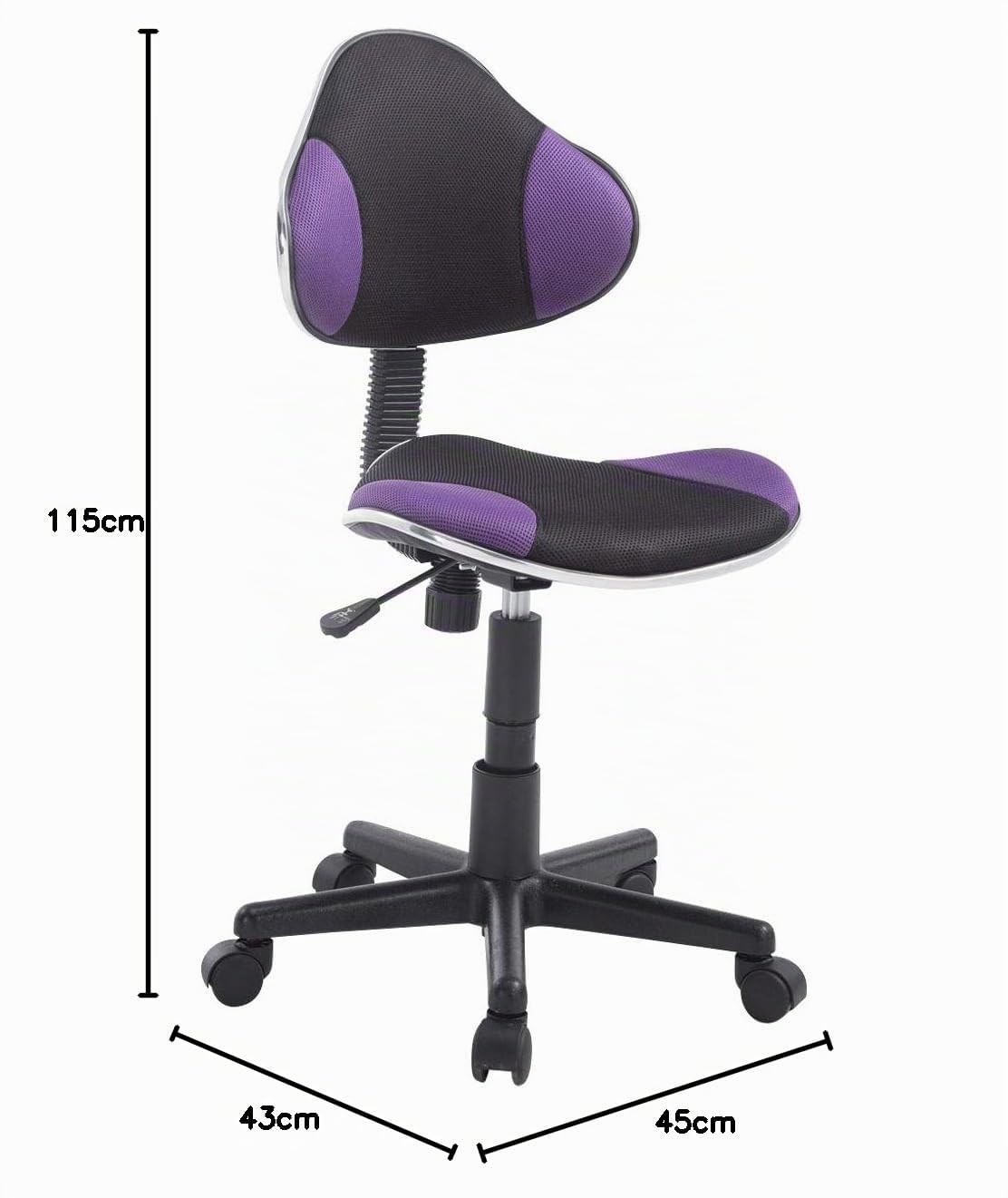 CLP Sedia Da Studio Bastian Per Ragazzi In Rete Traspirante I Sedia Lavoro Regolabile 39-51 CM I Poltrona Ergonomica Scrivania Colore:viola