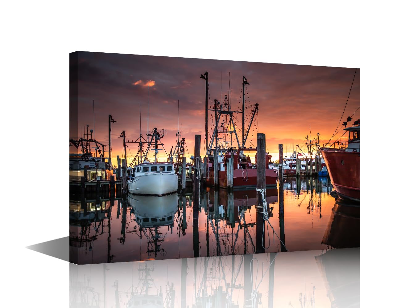 Fishing Village Wall Art Fishing Boat Wall Art Decor Fishing Ship Wall Art Artwork for Home Walls Modern Framed Art Wall Decor Canvas Art Room Decor Home Wall Decor for Bedroom 40x60cm
