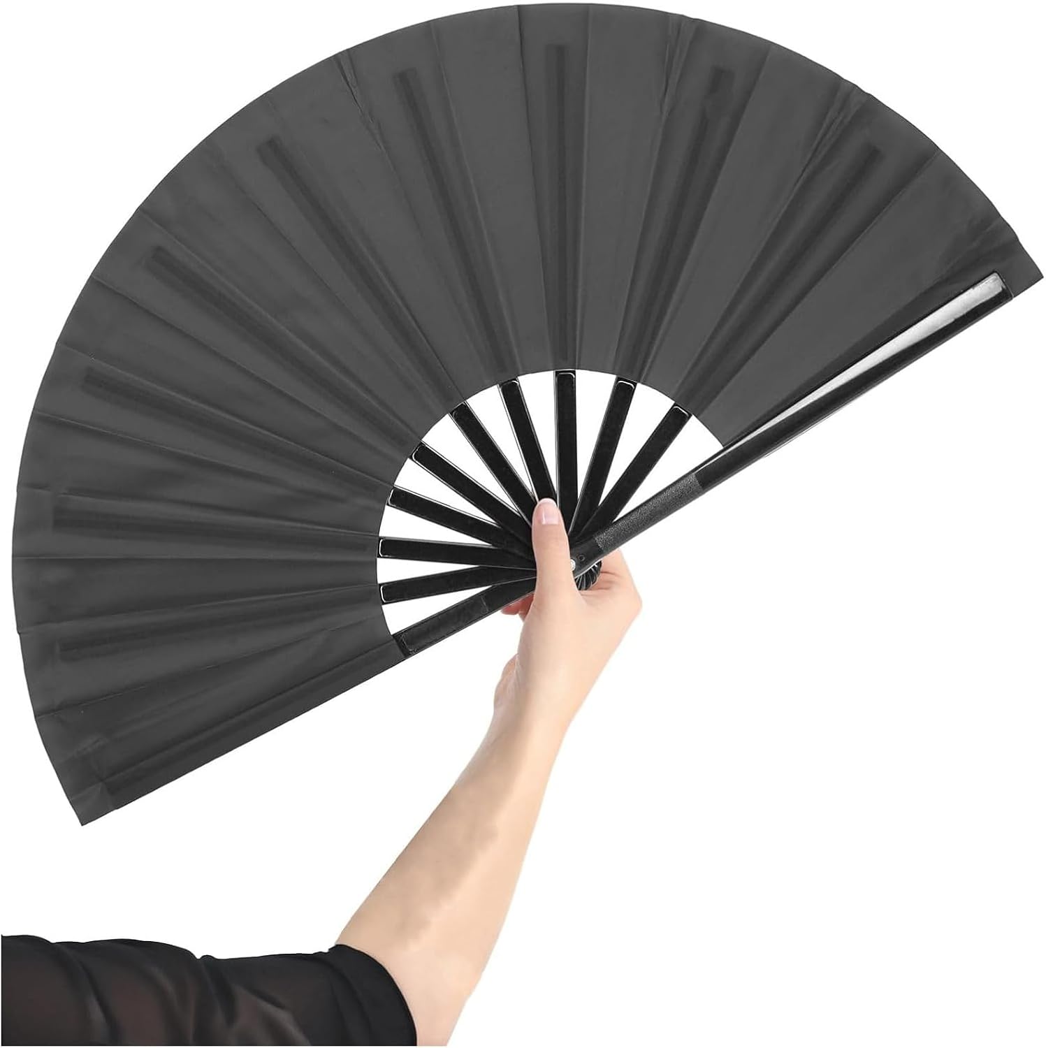 Chinese Folding Fans Clap Fans for Line Dancing Folding Hand Tai Chi Handheld Rave Fan Nylon Cloth Foldable for Line Dancing Festival Craft Dance Decoration for Party Favors. (13 Inch-1pcs)